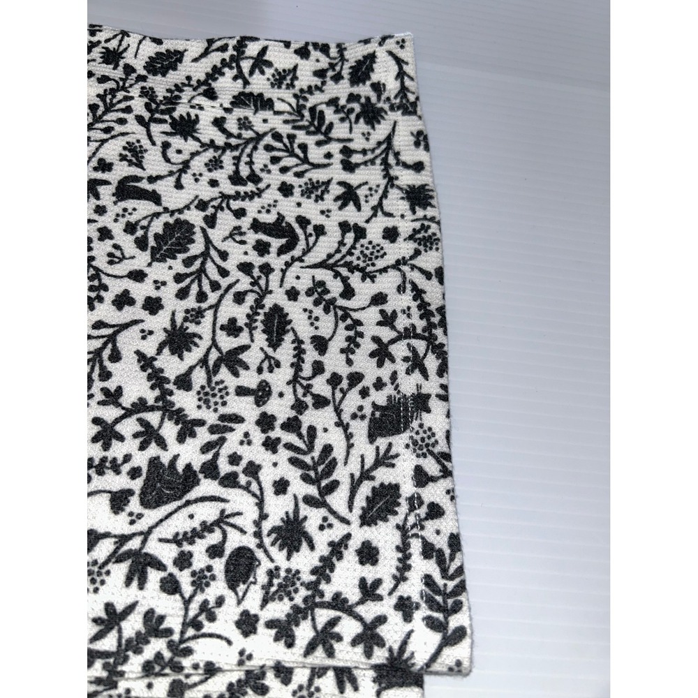 Hue Pajama Set Womens Large Black White Cat Floral Rhinestone 2pc Sleepwear NWT - Picture 7 of 8